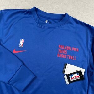 New Nike Philadelphia 76ers Sweatshirt Mens Medium Loose Fit Blue Dri Fit NBA